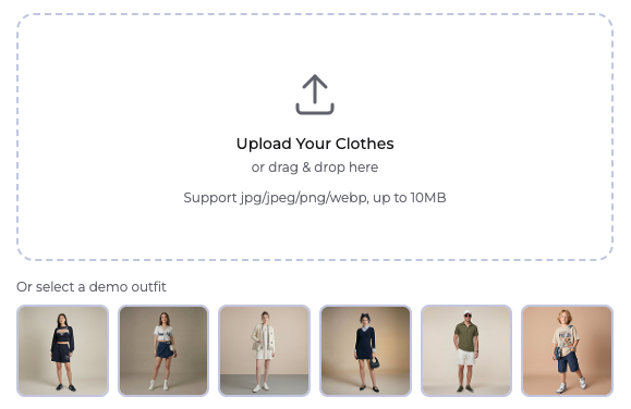 Upload clothing image option